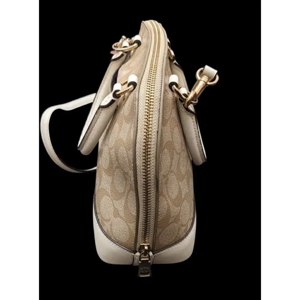 Coach Mini Sierra‎ Satchel In Signature Canvas Gold Light Khaki Chalk